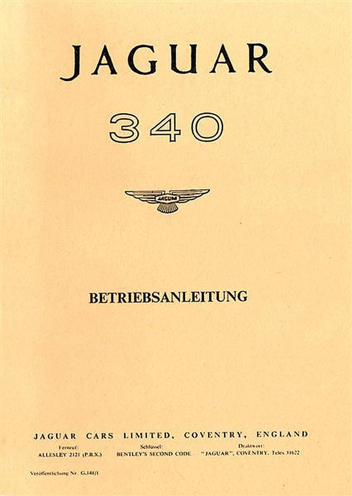 Jaguar 340 Betriebsanleitung, Buchcover