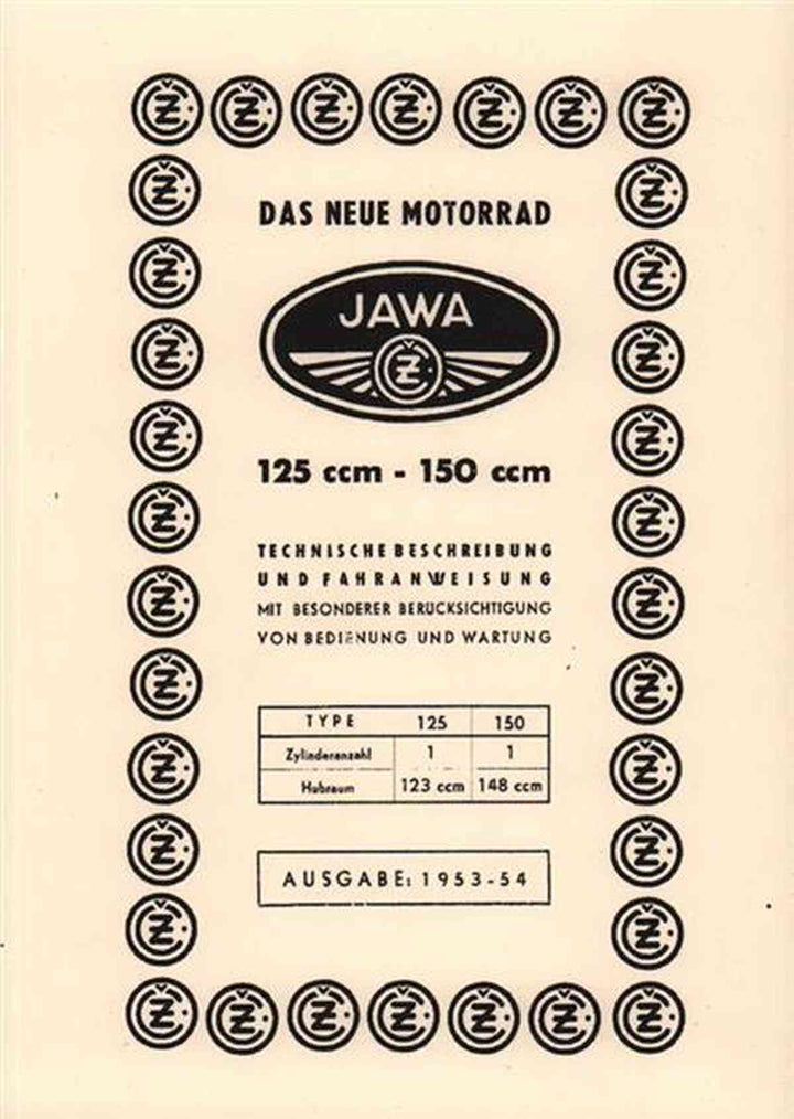 CZ Motorrad Jawa 125 und 150 ccm Betriebsanleitung, Buchcover