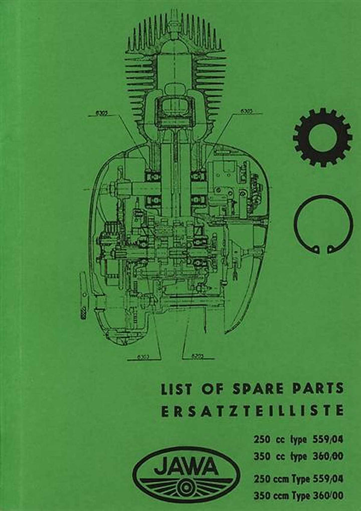 Jawa 250 und 350 ccm, Typen 559/04 u. 360/00, Ersatzteilkatalog, Buchcover