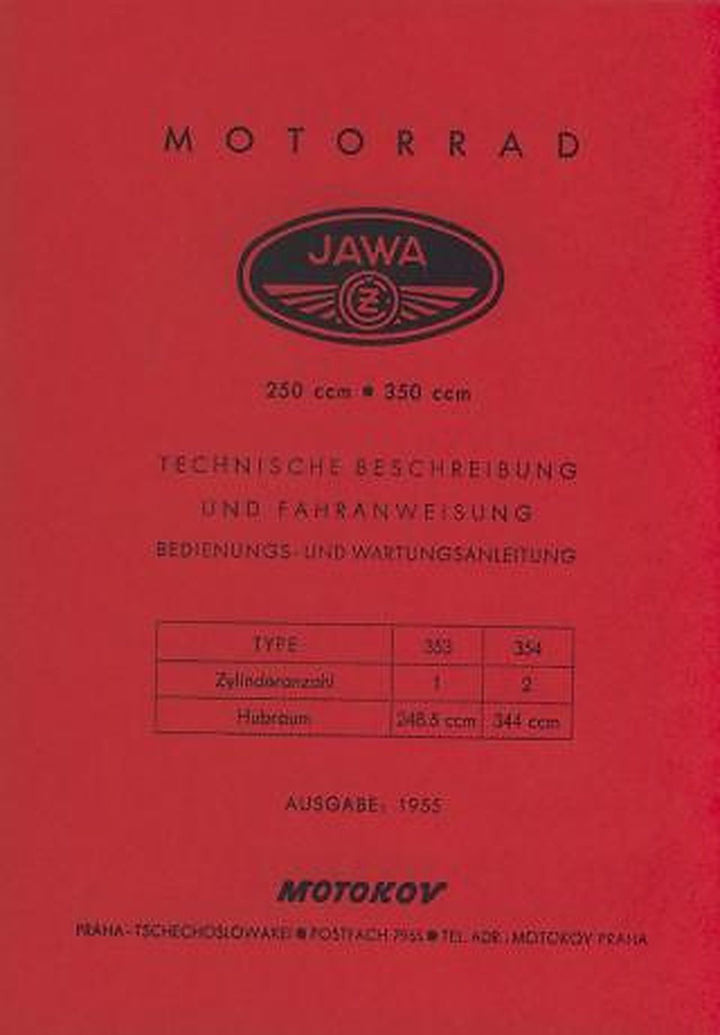 Jawa 250 und 350, Typ 353 und 354, 1- und 2-Zylinder, Betriebsanleitung, Buchcover