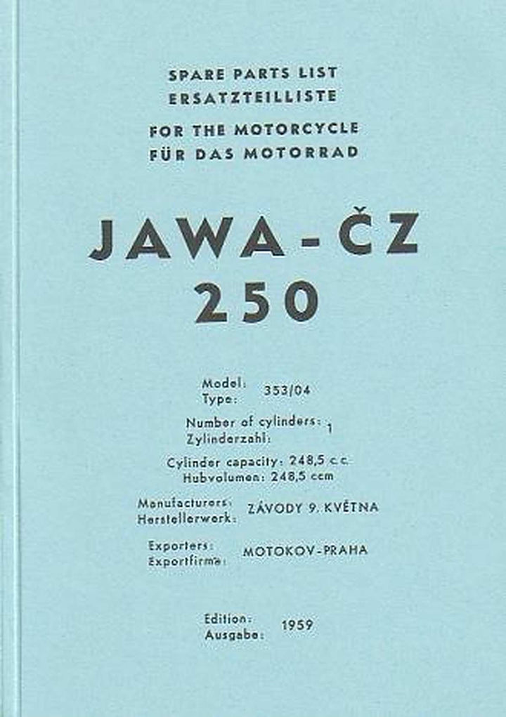 Jawa-CZ Motorrad 250, Typ 353/04, Ersatzteilkatalog, Buchcover