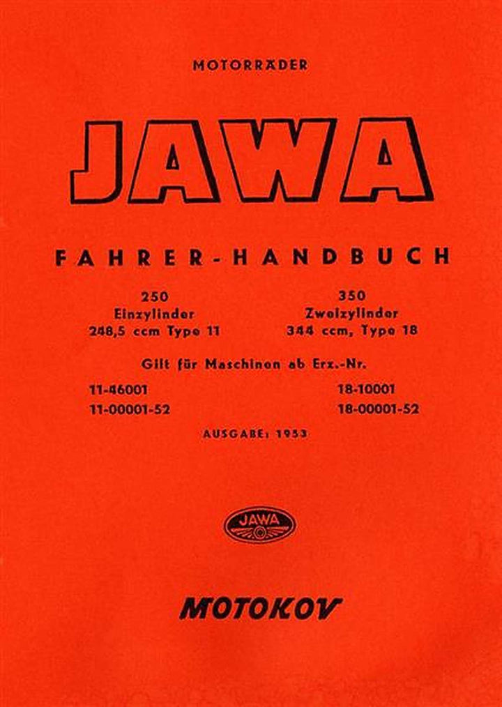 Jawa 250 und 350 Typ 11 und 18 Betriebsanleitung, Buchcover