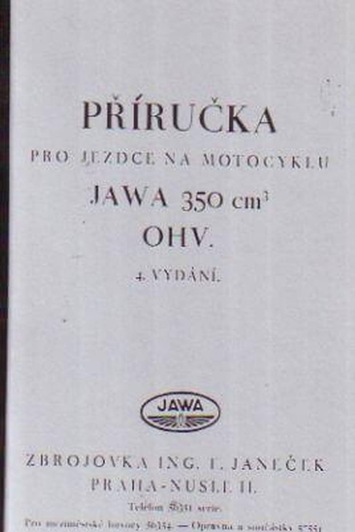 Jawa 350 ccm OHV Manual, Buchcover