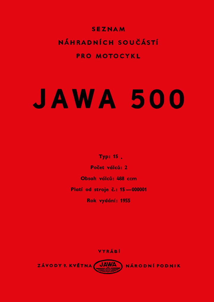 Jawa 500 Ersatzteilkatalog, Buchcover