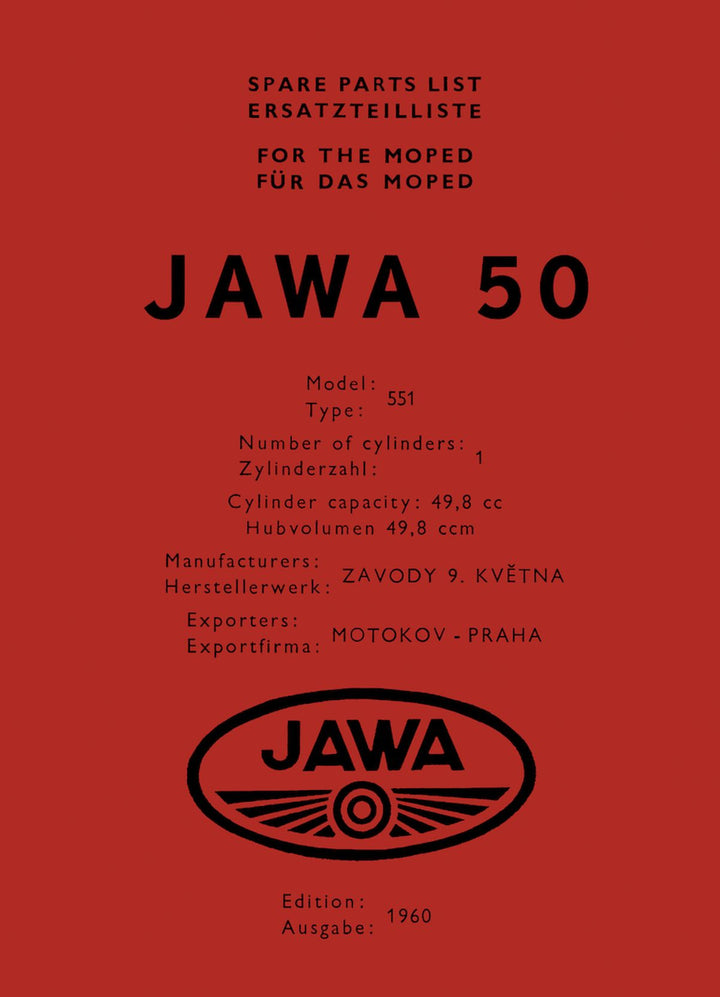Jawa Typ 551 Ersatzteilkatalog, Buchcover