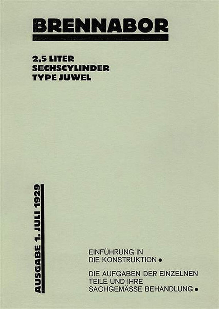 Brennabor Juwel 2,5 Ltr. Betriebsanleitung, Buchcover