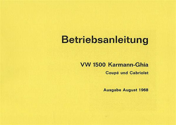 Karmann Ghia 1500 Betreibsanleitung, Buchcover