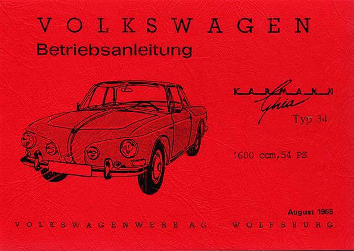 Karmann Ghia Typ 34 Betriebsanleitung, Buchcover
