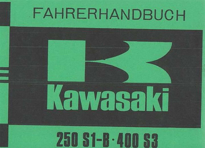 Kawasaki 250 S1-B, 400 S3, Fahrerhandbuch, Buchcover