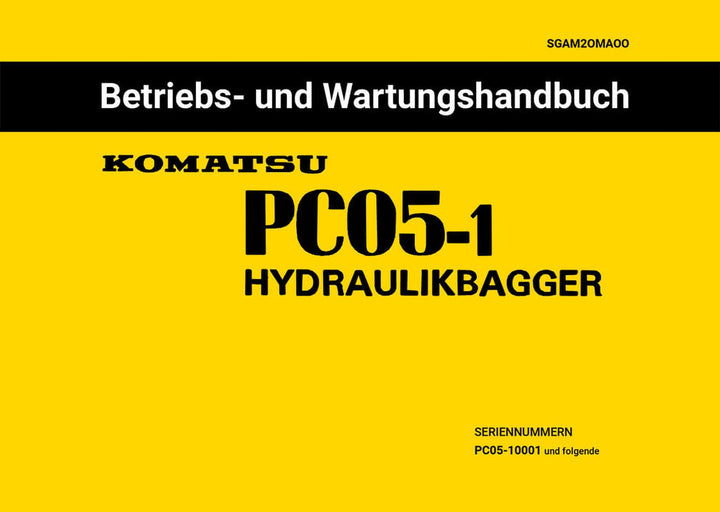 Komatsu Hydraulikbagger PC05-1 Betrieb und Wartung, Buchcover