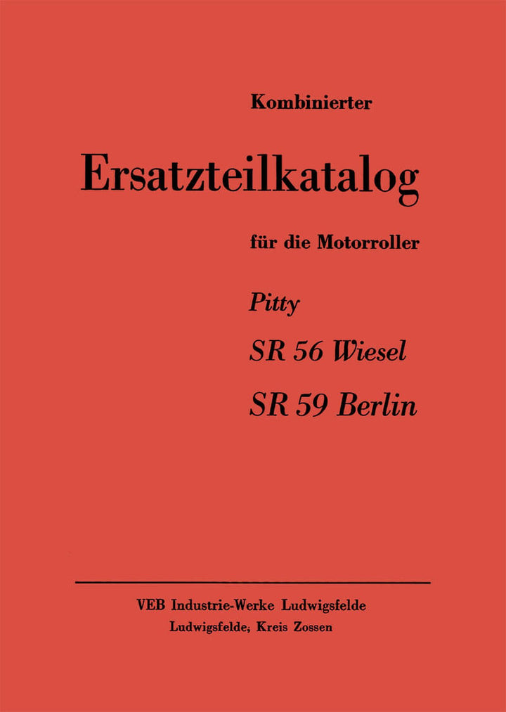 IWL Pitty SR56 Wiesel und SR59 Berlin Ersatzteilkatalog, Buchcover