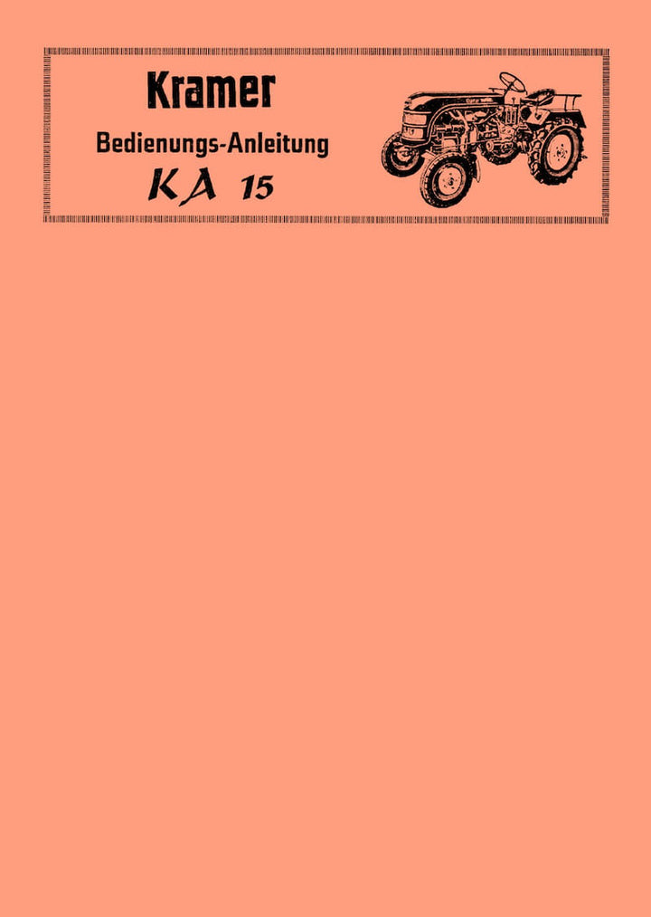 Kramer KA15 Betriebsanleitung, Buchcover