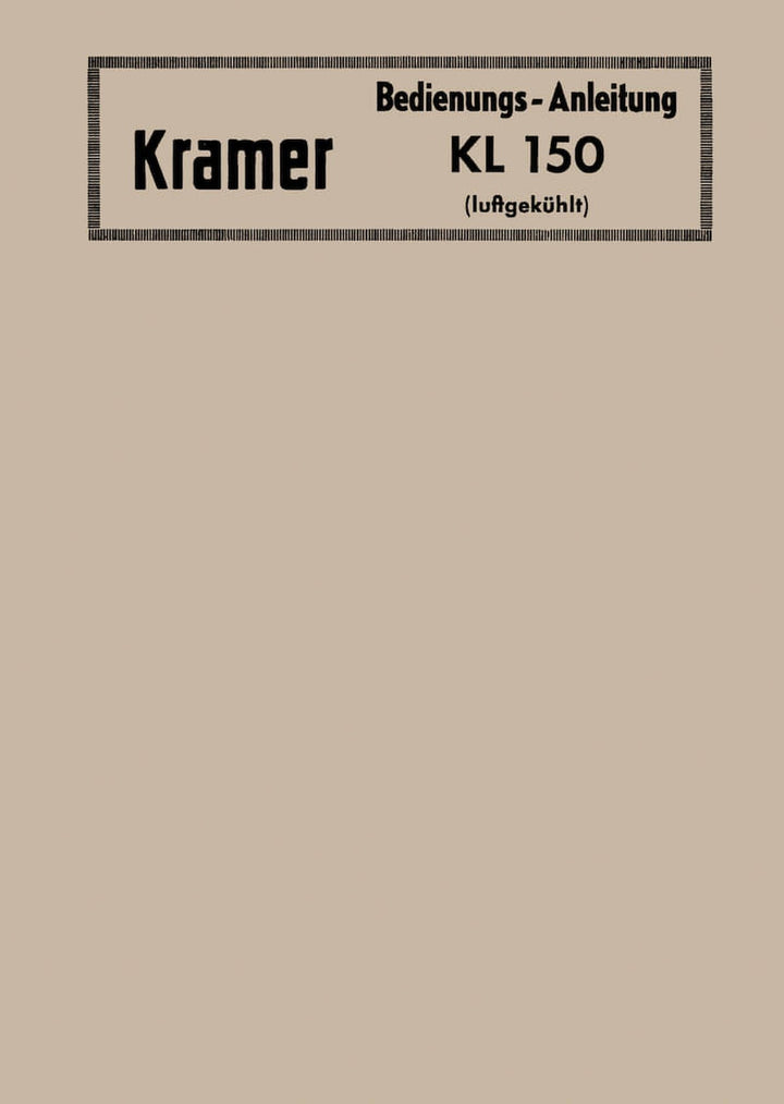 Kramer KL150 Betriebsanleitung, Buchcover