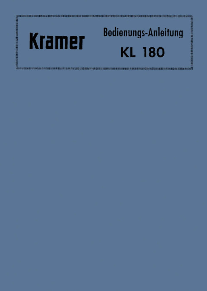 Kramer KL180 Betriebsanleitung, Buchcover