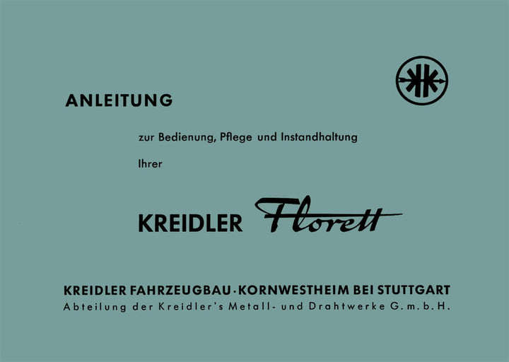 Kreidler Florett Betriebsanleitung, Buchcover