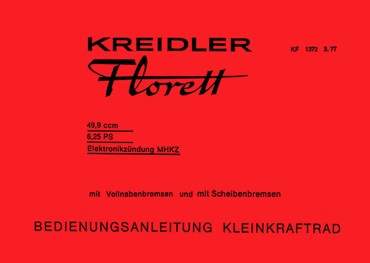 Kreidler Florett Betriebsanleitung, Buchcover
