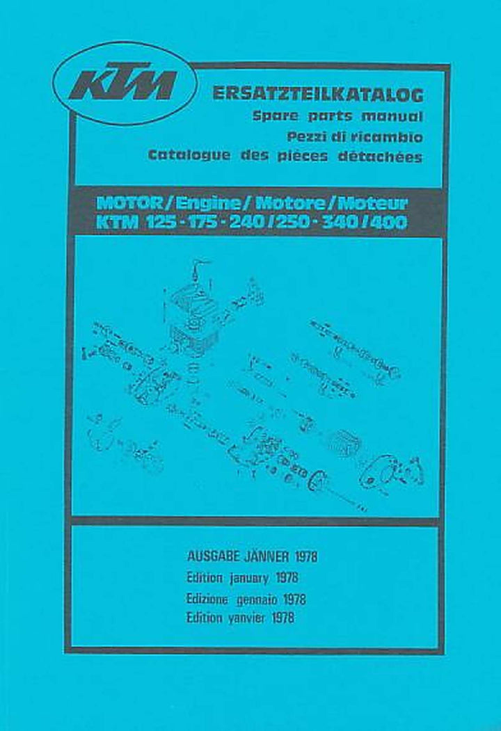 KTM Motorfahrzeugbau 125, 175, 240, 250, 340, 400 Motoren, luftgekühlt, Ersatzteilkatalog, Buchcover