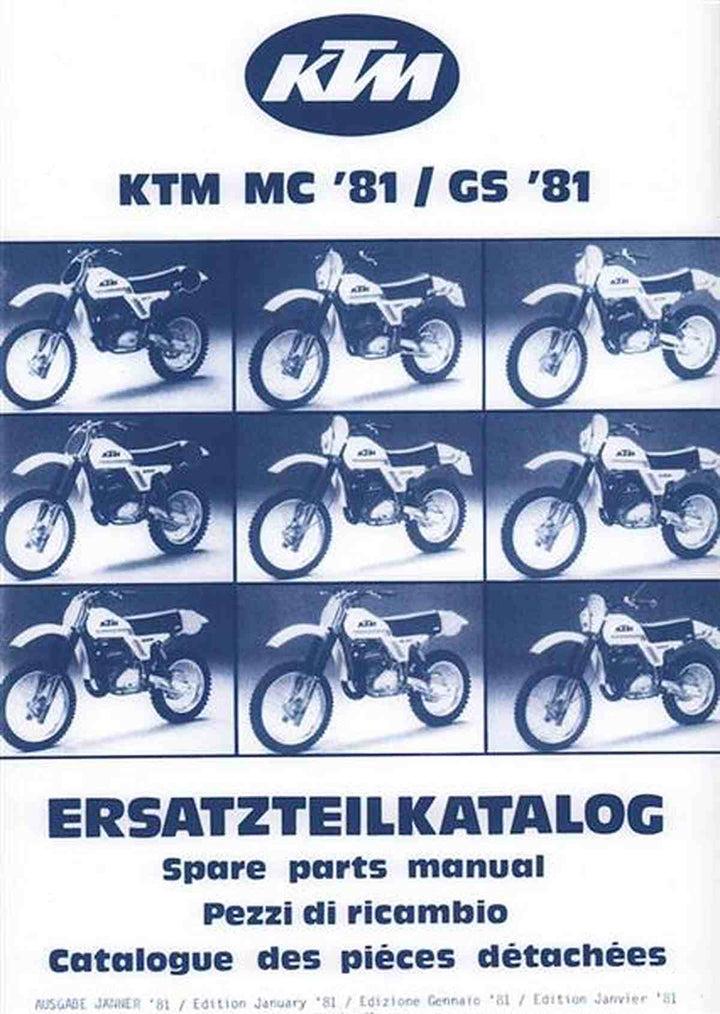 KTM Motorfahrzeugbau 125 / 250 / 350 / 390 / 420 / 495 MC + GS, Ersatzteilkatalog für das Fahrwerk (ohne Motor), Buchcover