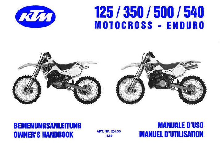 KTM Motorfahrzeugbau 125, 350, 500, 540 Motocross - Enduro, Betriebsanleitung, Buchcover