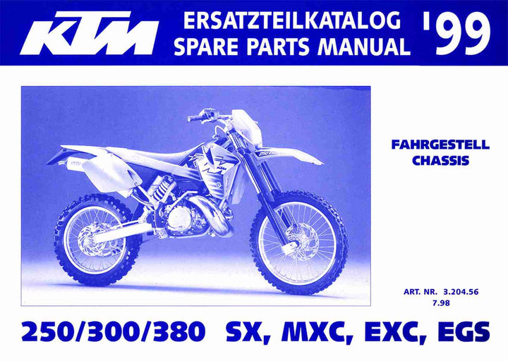 KTM Motorfahrzeugbau 250, 300, 380 SX, MXC, EXC, EGS, Fahrgestell Ersatzteilkatalog, Buchcover