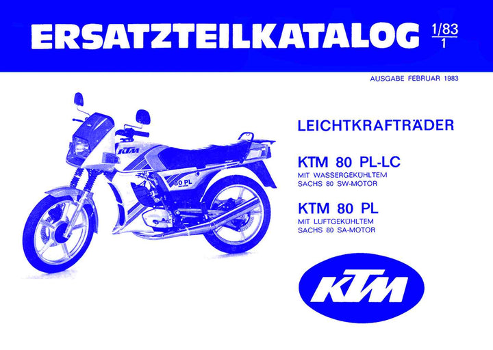 KTM Motorfahrzeugbau 80 PL-LC, luft- oder wassergekühlt, Ersatzteilkatalog, Buchcover
