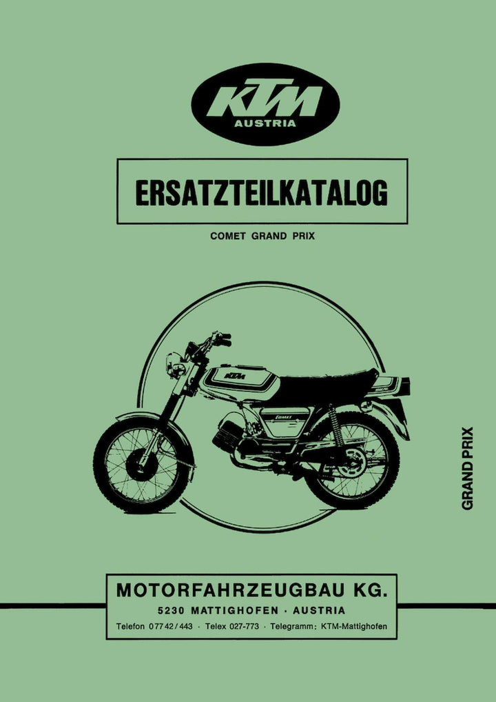 KTM Motorfahrzeugbau Comet Grand Prix, Ersatzteilkatalog, Buchcover