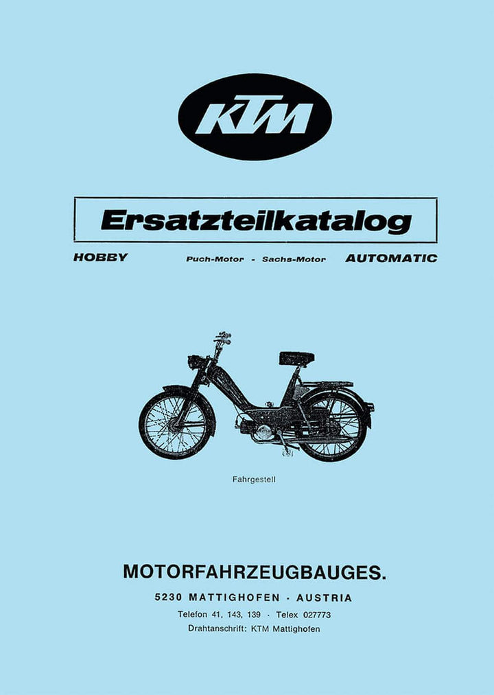 KTM Motorfahrzeugbau Hobby Automatik mit Puch- oder Sachs-Motor, Ersatzteilkatalog, Buchcover