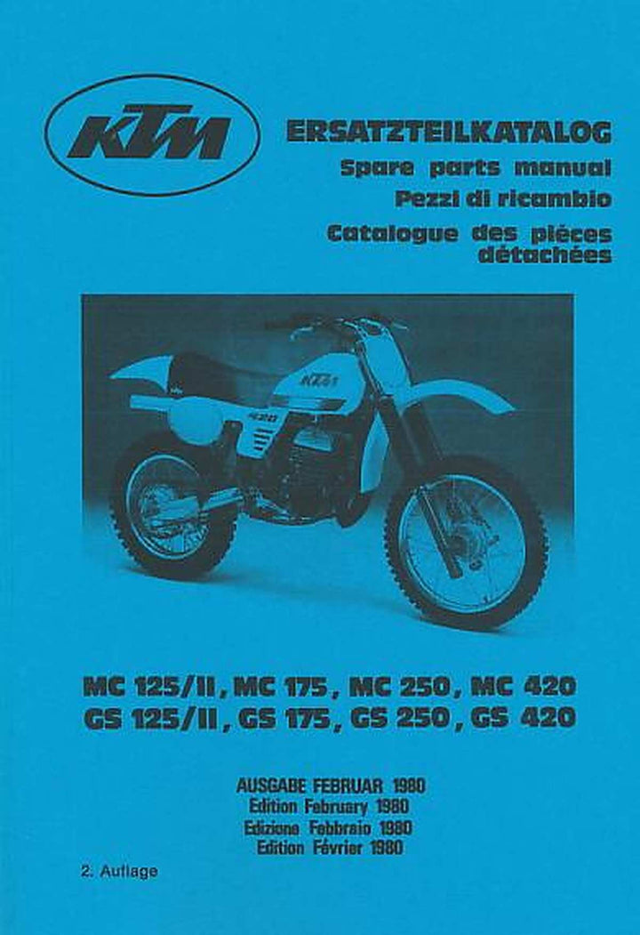 KTM Motorfahrzeugbau MC/GS 125/II, MC/ GS 175, MC/GS 250, MC/GS 420, Ersatzteilkatalog, Buchcover
