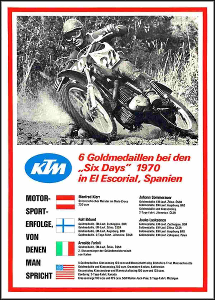 KTM Motorfahrzeugbau Six Days 1970 Poster, Poster-Motiv