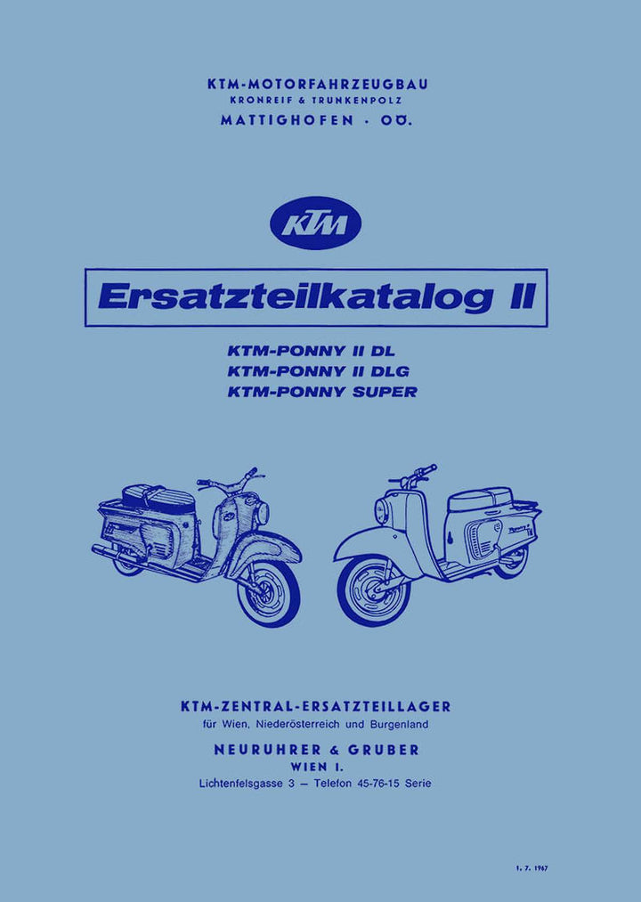 KTM Motorfahrzeugbau Ponny II DL/ DLG Super, Fahrgestell, Ersatzteilkatalog, Buchcover