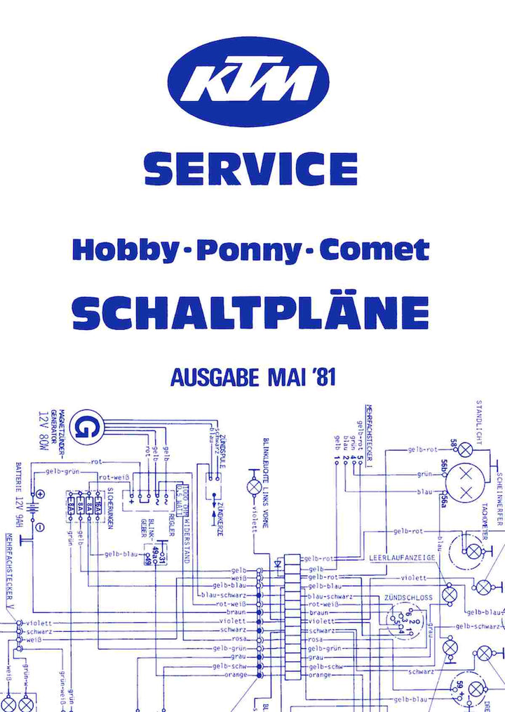 KTM Motorfahrzeugbau Service, Schaltpläne für 50 ccm Moped Modelle, Buchcover