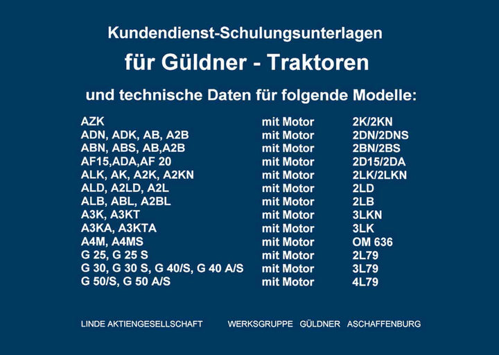 Güldner-Traktoren Kundendienst-Schulungsunterlagen, Buchcover