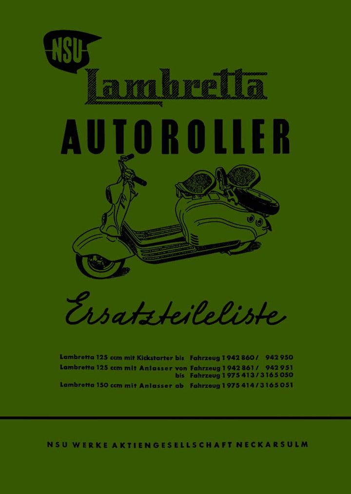 NSU Lambretta Autoroller Ersatzteilkatalog, Buchcover