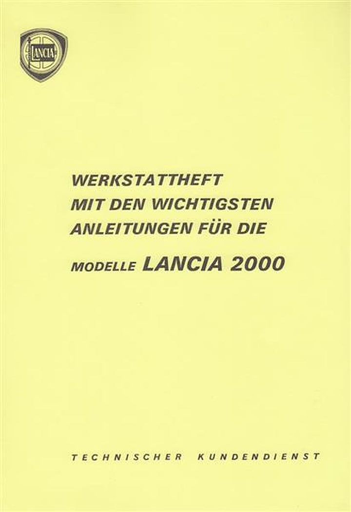 Lancia Modelle 2000, Werkstattheft, Buchcover