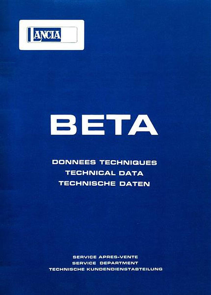 Lancia Beta 1400, 1600, 1800, Technische Daten, Buchcover