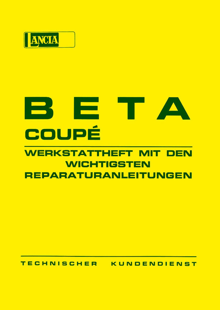 Lancia Beta Coupe Werkstattheft, Buchcover