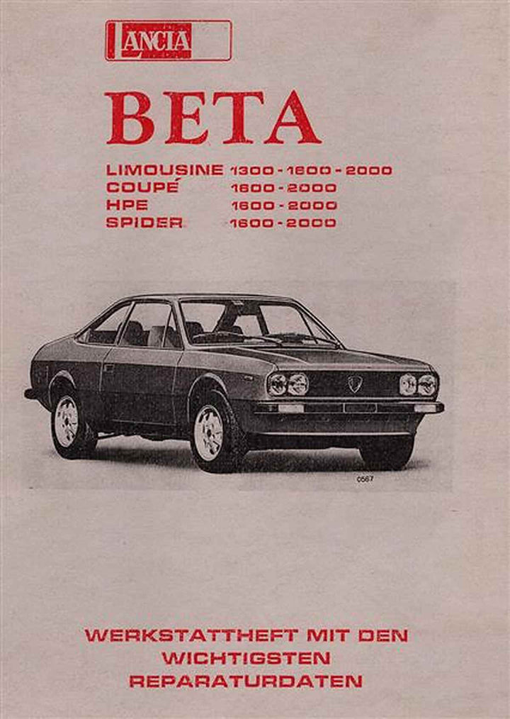 Lancia Beta Limousine Werkstatt-Heft, Buchcover