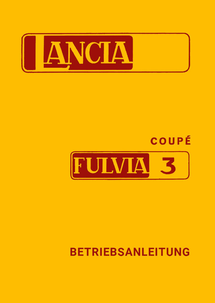 Lancia Fulvia Coupé 3 Betriebsanleitung, Buchcover