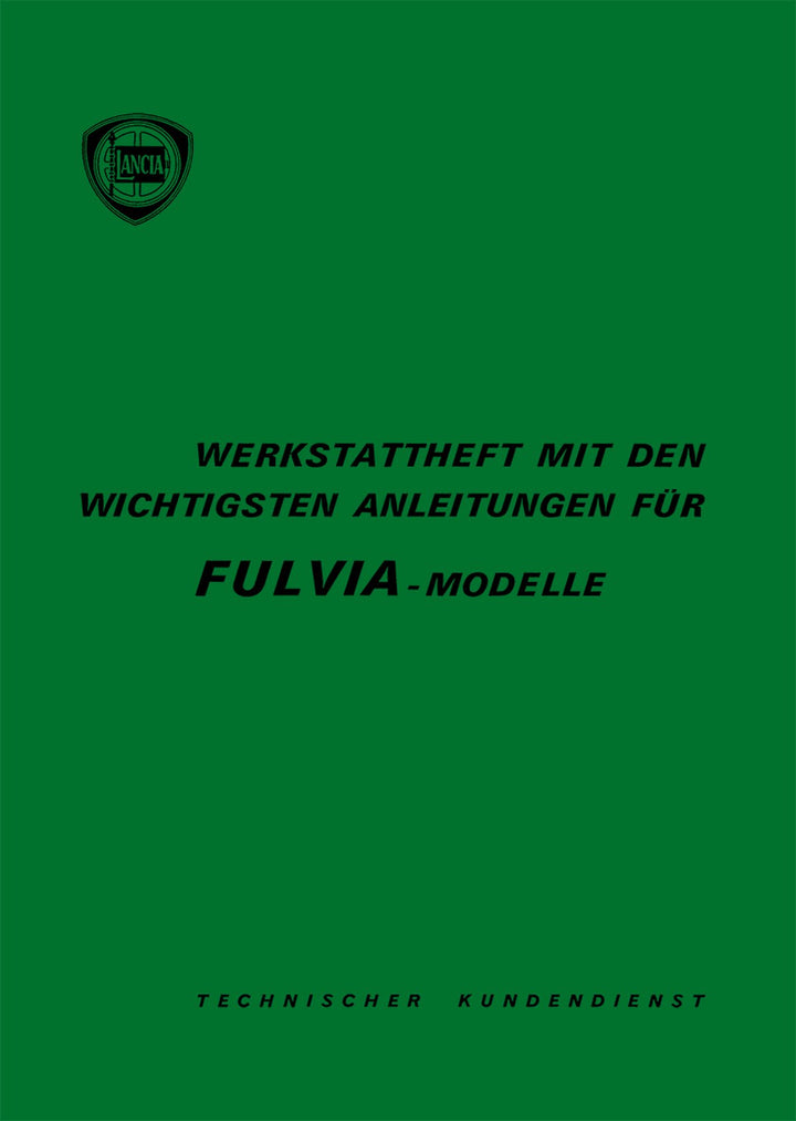 Lancia Fulvia-Modelle Werkstattheft, Buchcover