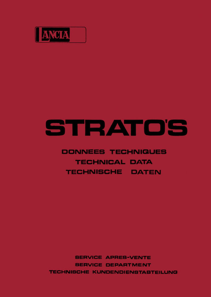 Lancia Stratos Technischer Kundendienst, Buchcover