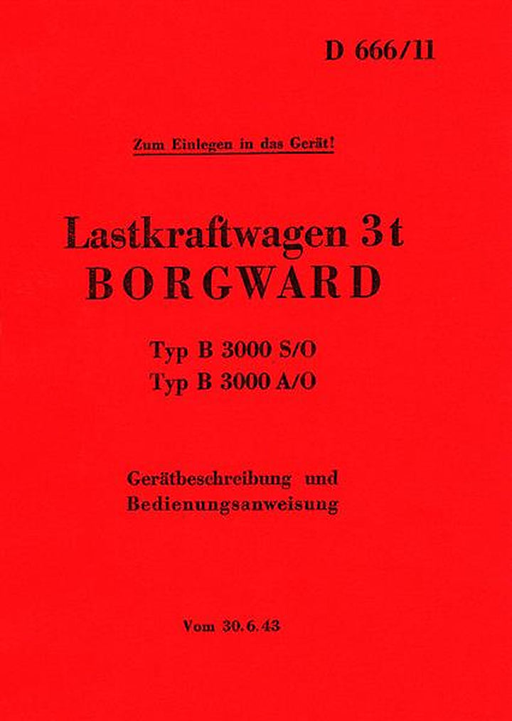 Borgward Typ B 3000 S/O - Typ B 3000 A/O Betriebsanleitung, Buchcover