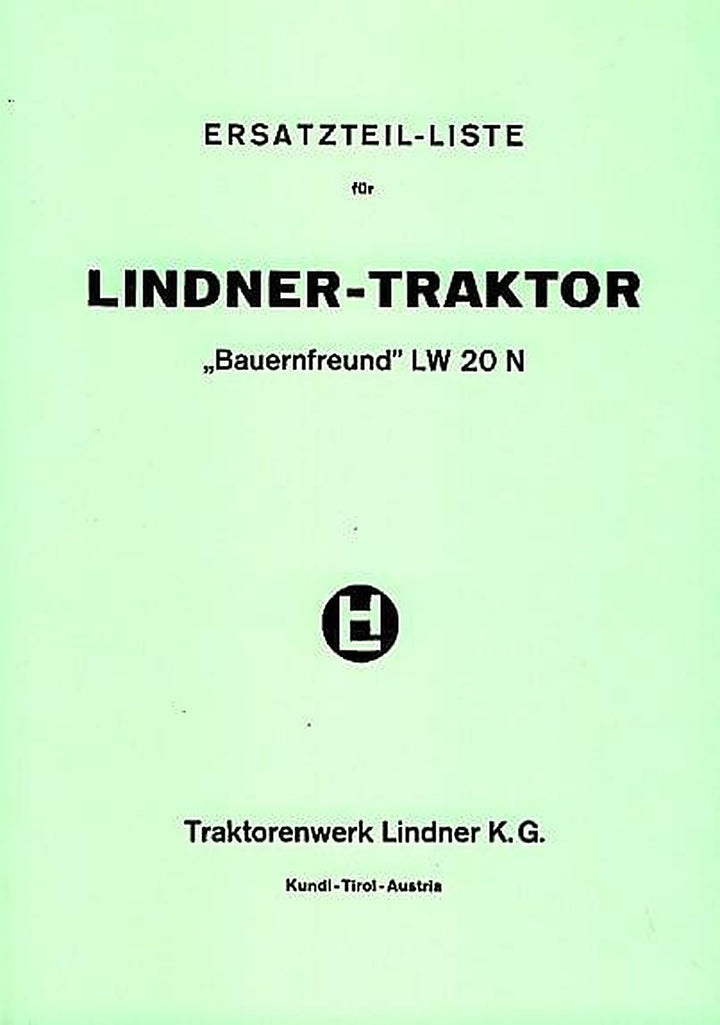 Lindner LW20N Ersatzteilkatalog, Buchcover