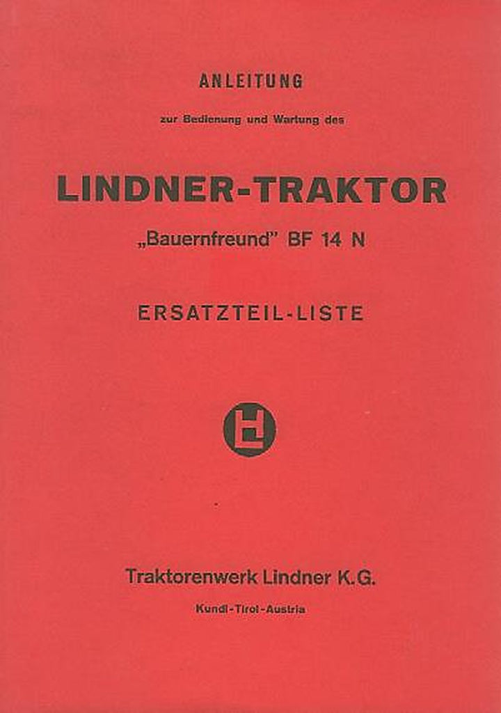 Lindner BF14N Betriebsanleitung und Ersatzteilkatalog, Buchcover