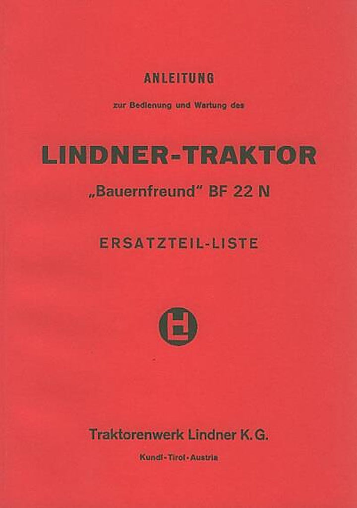 Lindner BF22N Betriebsanleitung und Ersatzteilkatalog, Buchcover