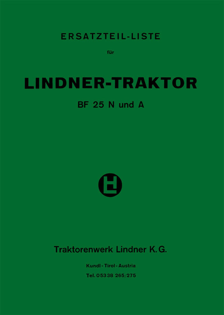 Lindner BF25N und A Betriebsanleitung und Ersatzteilkatalog, Buchcover