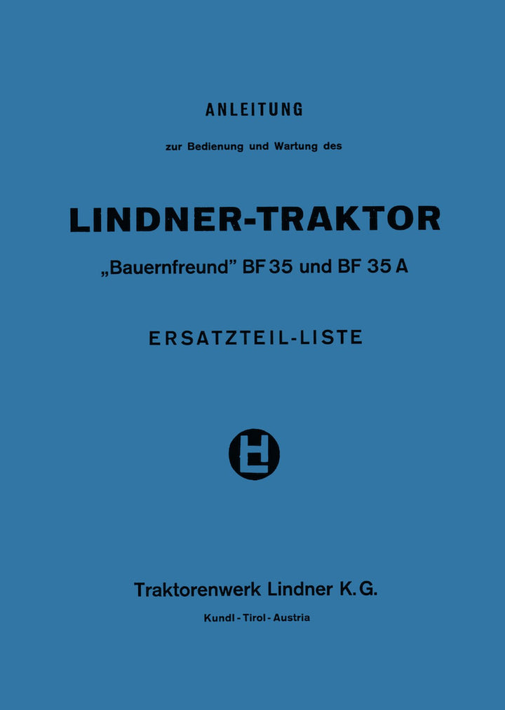 Lindner BF35 und BF35A Betriebsanleitung und Ersatzteilkatalog, Buchcover