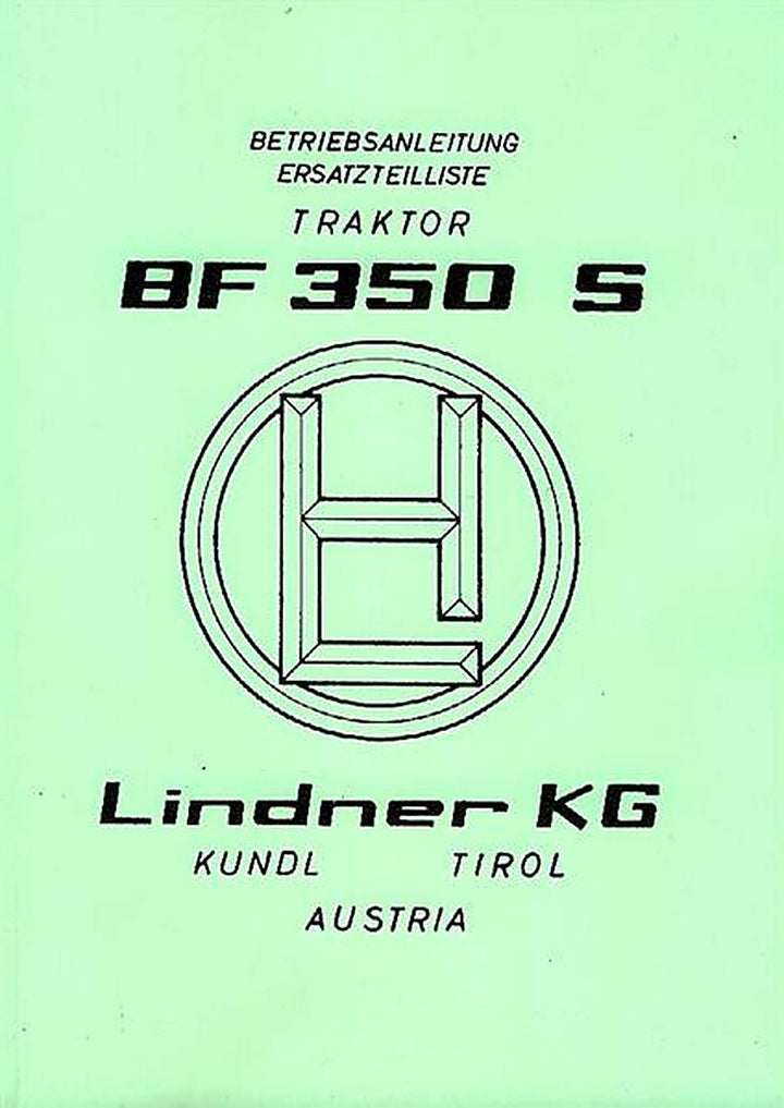 Lindner BF350S SN und SA (Allrad) Betriebsanleitung und Ersatzteilkatalog, Buchcover