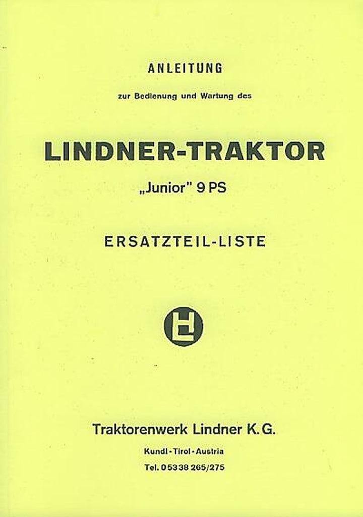 Lindner Junior Betriebsanleitung und Ersatzteilkatalog, Buchcover
