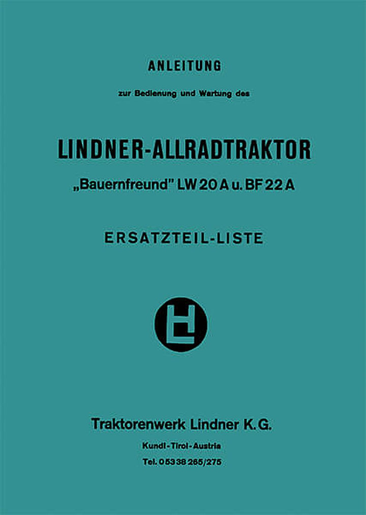 Lindner LW20A und BF22A Betriebsanleitung und Ersatzteilkatalog, Buchcover