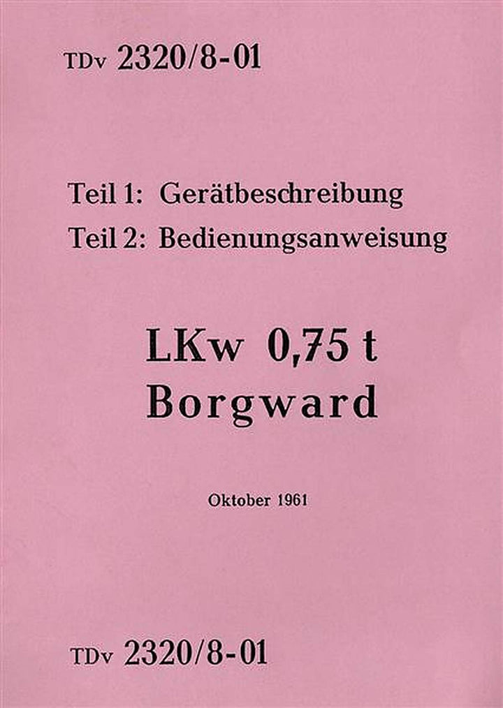 Borgward LKW 0,75 t Betriebsanleitung, Buchcover